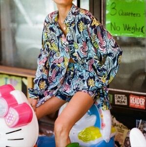 Ilana Kohn Shark Print Shirt and Shorts Set